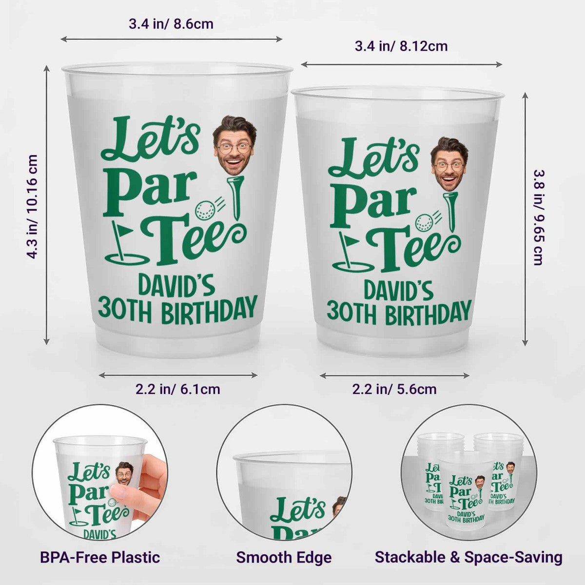 Golf Lovers Let's Par Tee Birthday - Personalized Frosted Cups