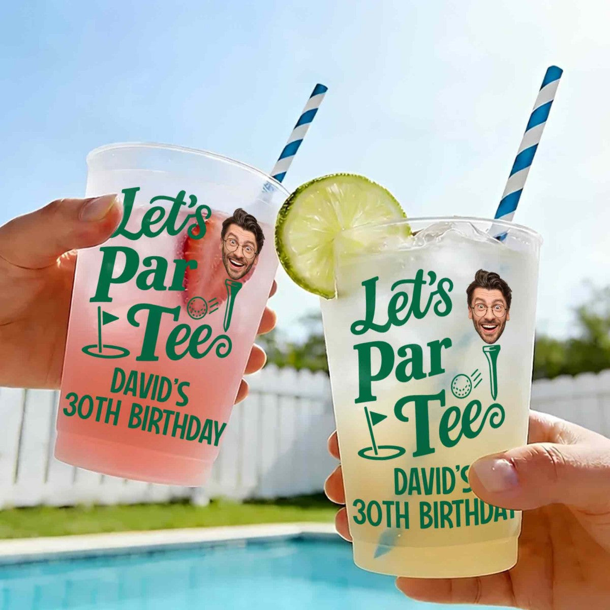 Golf Lovers Let's Par Tee Birthday - Personalized Frosted Cups