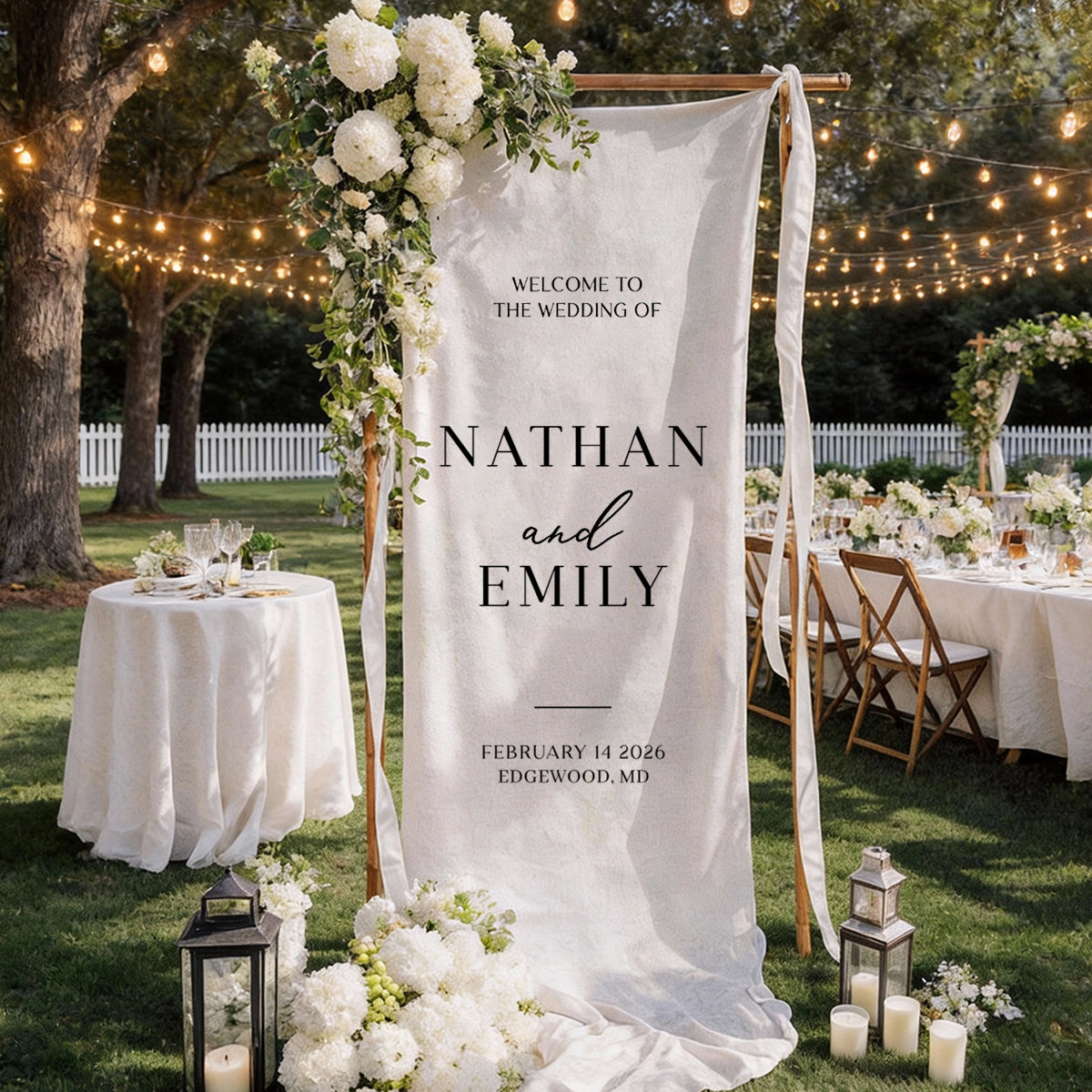 Personalized Wedding Welcome Sign – Custom Fabric Banner for Weddings, Bridal Showers & Special Events
