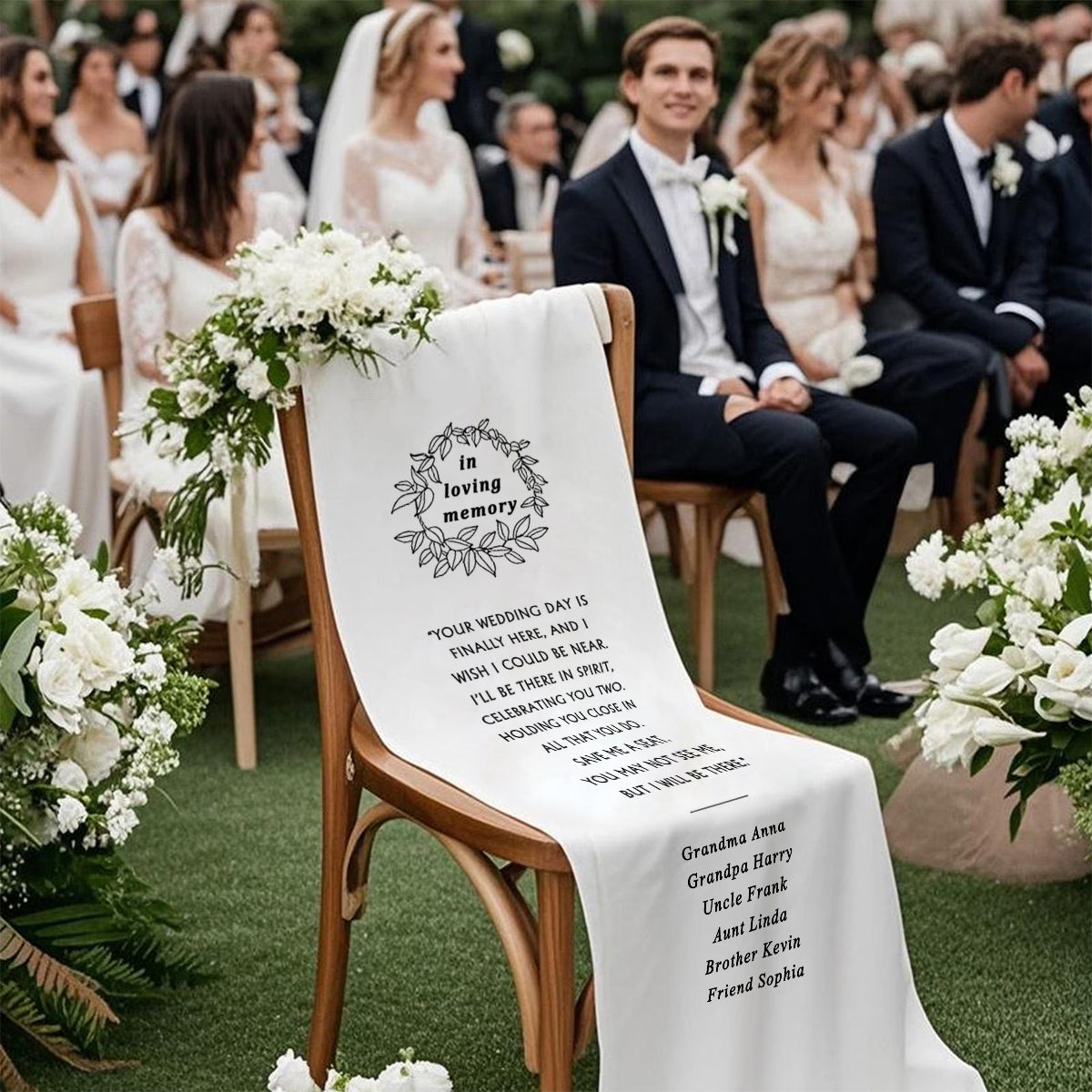 Reserved Wedding Memorial Chair Sign, Personalized Wedding Chair Banner In Memory Of Loved Ones