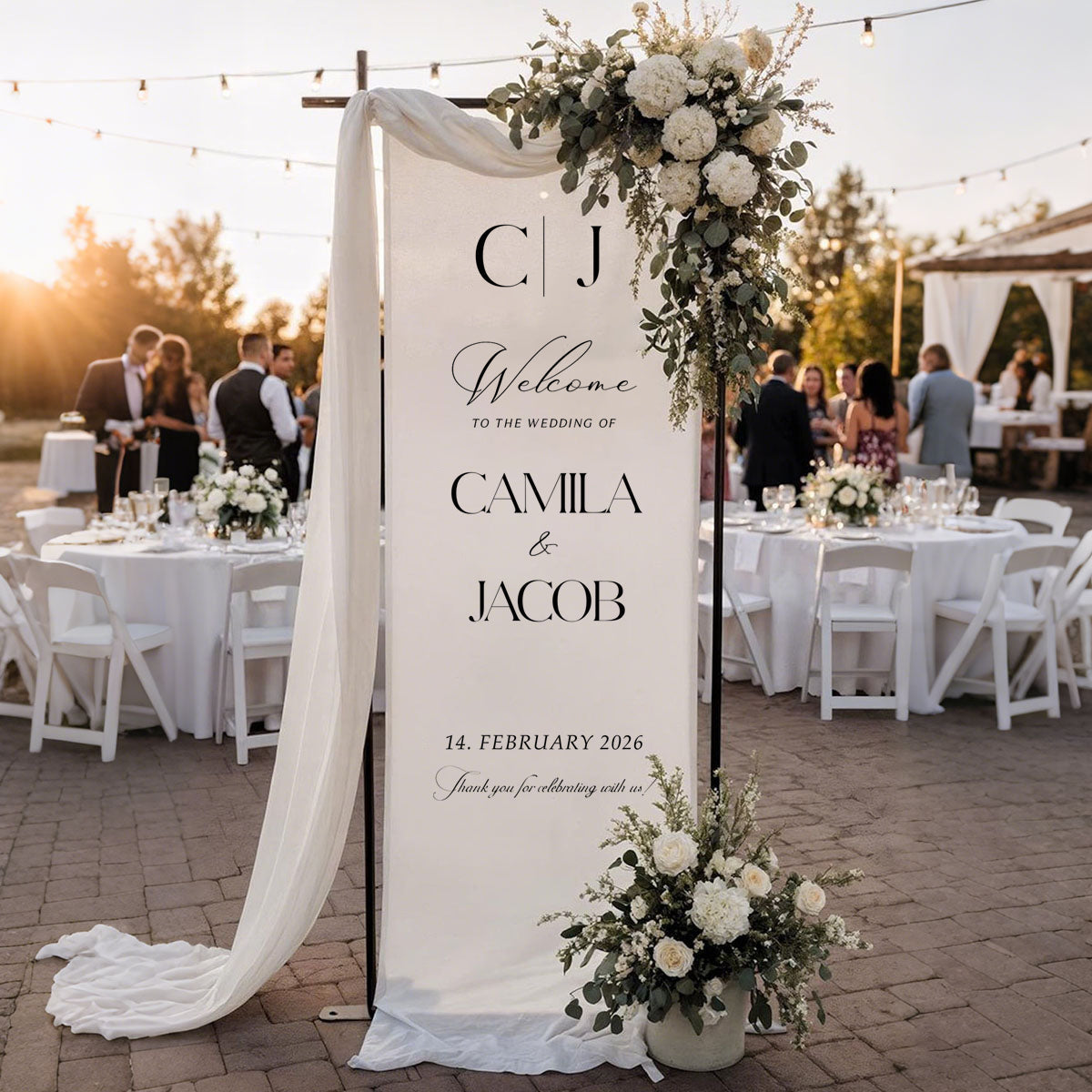 Custom Wedding Welcome Sign Wedding Banner - Personalized Fabric Banner for Ceremony or Reception Entrance