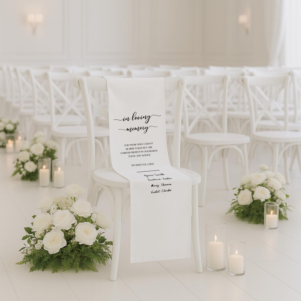 Personalized Memorial Wedding Chair Sign Banner Reserved for Loved Ones Ceremony Tribute, Wedding Aisle Decor