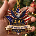 "American Pride Lives On" – 250th Anniversary Eagle Acrylic Ornament | Personalized Family Name Holiday Gift