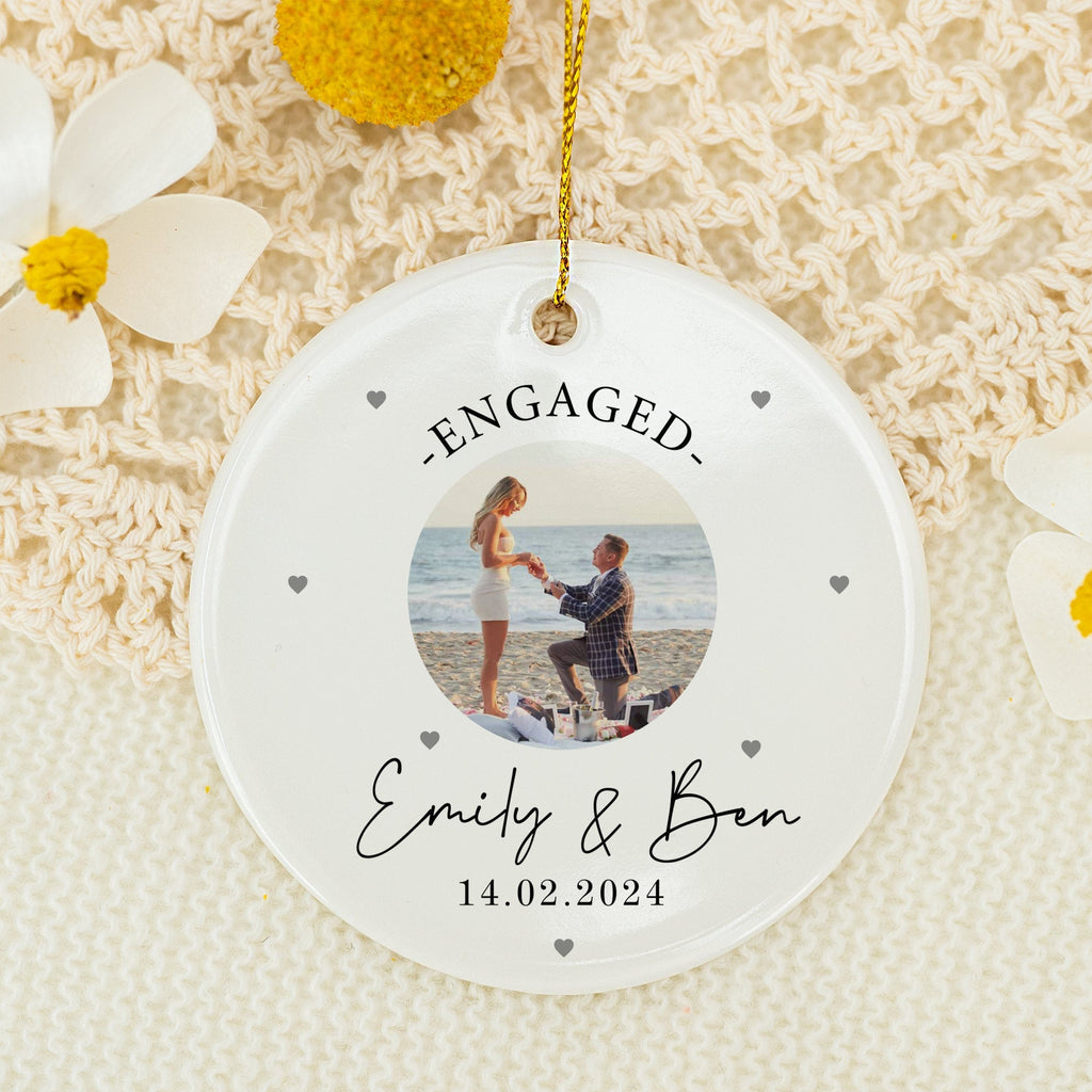 Engagement Ornament - Custom Photo Gift Ceramic Ornament